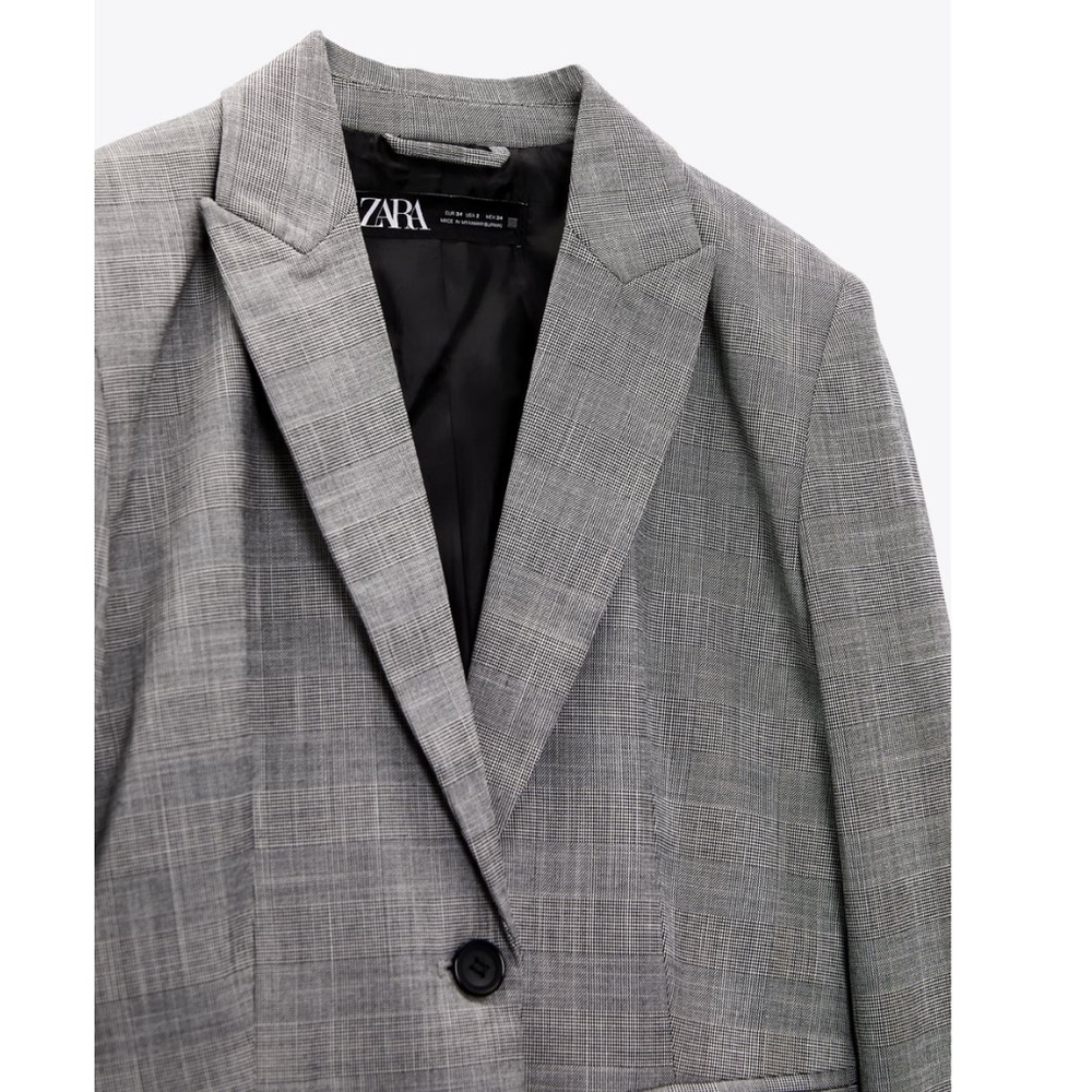 NEW! Zara SUIT SET Plaid Blazer with Cigarette Pants - Picture 4 of 16